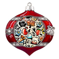 Comical Words Animals Comic Omics Crazy Graffiti Metal Snowflake And Bell Red Ornament by Bedest