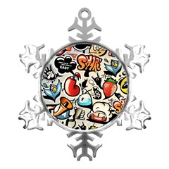 Comical Words Animals Comic Omics Crazy Graffiti Metal Small Snowflake Ornament by Bedest