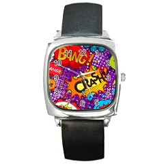 Crash Bang Adventure Time Art Boom Graffiti Square Metal Watch by Bedest