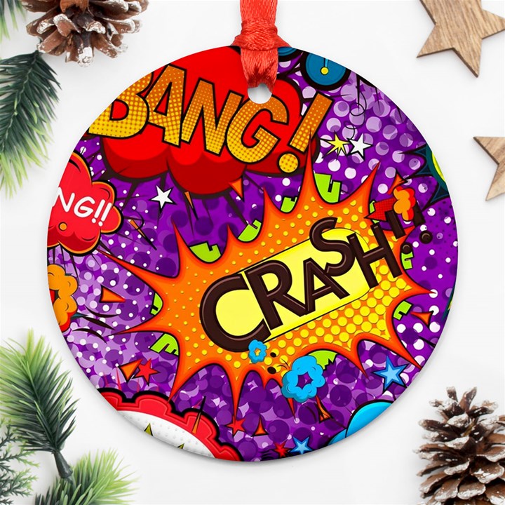 Crash Bang Adventure Time Art Boom Graffiti Round Ornament (Two Sides)