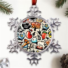 Art Book Gang Crazy Graffiti Supreme Work Metal Large Snowflake Ornament by Bedest