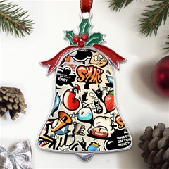 Art Book Gang Crazy Graffiti Supreme Work Metal Holly Leaf Bell Ornament by Bedest