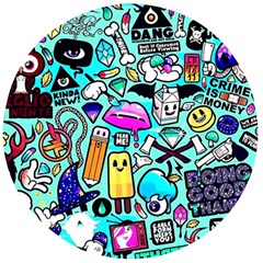 Graffiti Pop Art Crazy Retro Wooden Bottle Opener (round) by Bedest