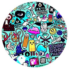 Graffiti Pop Art Crazy Retro Round Trivet by Bedest