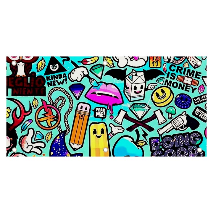 Graffiti Pop Art Crazy Retro Banner and Sign 6  x 3 