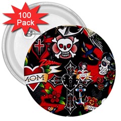 Graffiti Tatoo Skate Art Boom 3  Buttons (100 Pack)  by Bedest