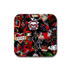 Graffiti Tatoo Skate Art Boom Rubber Square Coaster (4 Pack) by Bedest