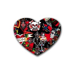 Graffiti Tatoo Skate Art Boom Rubber Coaster (heart) by Bedest