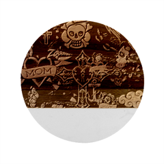 Graffiti Tatoo Skate Art Boom Marble Wood Coaster (round) by Bedest