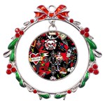 Graffiti Tatoo Skate Art Boom Metal X mas Wreath Ribbon Ornament Front