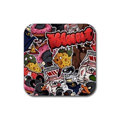 Stickerbomb Crazy Graffiti Graphite Monster Rubber Coaster (square) by Bedest