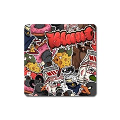 Stickerbomb Crazy Graffiti Graphite Monster Square Magnet by Bedest