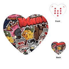 Stickerbomb Crazy Graffiti Graphite Monster Playing Cards Single Design (heart) by Bedest