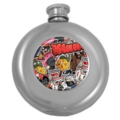 Stickerbomb Crazy Graffiti Graphite Monster Round Hip Flask (5 Oz) by Bedest