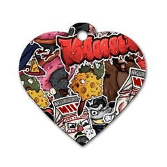 Stickerbomb Crazy Graffiti Graphite Monster Dog Tag Heart (two Sides) by Bedest