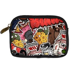 Stickerbomb Crazy Graffiti Graphite Monster Digital Camera Leather Case by Bedest