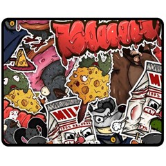 Stickerbomb Crazy Graffiti Graphite Monster Fleece Blanket (medium) by Bedest