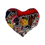 Stickerbomb Crazy Graffiti Graphite Monster Standard 16  Premium Flano Heart Shape Cushions Front