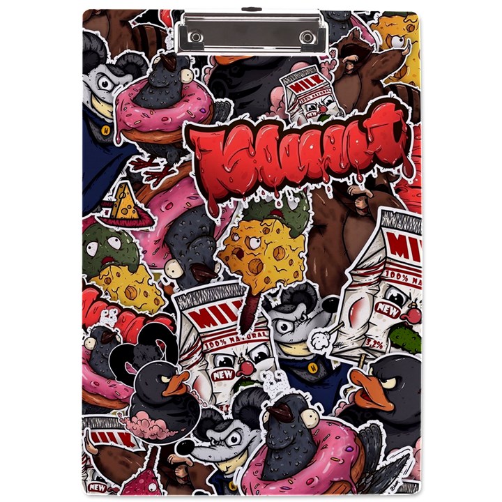 Stickerbomb Crazy Graffiti Graphite Monster A4 Acrylic Clipboard