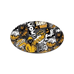 Boom Bang Art Crazy Drawing Graffiti Hello Retro Sayings Yellow Sticker (oval) by Bedest