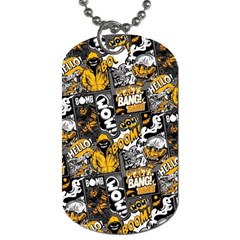 Boom Bang Art Crazy Drawing Graffiti Hello Retro Sayings Yellow Dog Tag (one Side) by Bedest