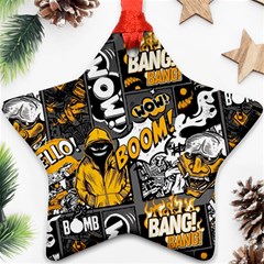 Boom Bang Art Crazy Drawing Graffiti Hello Retro Sayings Yellow Star Ornament (two Sides) by Bedest