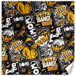 Boom Bang Art Crazy Drawing Graffiti Hello Retro Sayings Yellow Canvas 12  x 12  11.4 x11.56  Canvas - 1