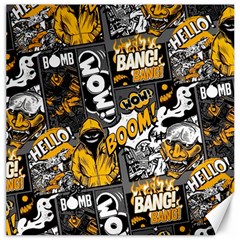 Boom Bang Art Crazy Drawing Graffiti Hello Retro Sayings Yellow Canvas 20  X 20  by Bedest