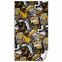 Boom Bang Art Crazy Drawing Graffiti Hello Retro Sayings Yellow Canvas 40  X 72  by Bedest