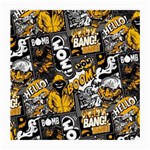 Boom Bang Art Crazy Drawing Graffiti Hello Retro Sayings Yellow Medium Glasses Cloth (2 Sides) Front