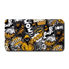 Boom Bang Art Crazy Drawing Graffiti Hello Retro Sayings Yellow Medium Bar Mat by Bedest