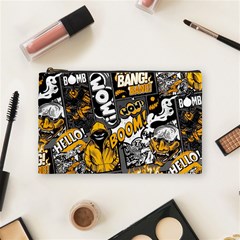 Boom Bang Art Crazy Drawing Graffiti Hello Retro Sayings Yellow Cosmetic Bag (medium) by Bedest