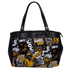 Boom Bang Art Crazy Drawing Graffiti Hello Retro Sayings Yellow Oversize Office Handbag by Bedest