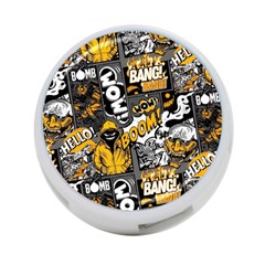 Boom Bang Art Crazy Drawing Graffiti Hello Retro Sayings Yellow 4-port Usb Hub (two Sides) by Bedest