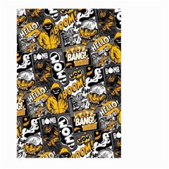 Boom Bang Art Crazy Drawing Graffiti Hello Retro Sayings Yellow Large Garden Flag (two Sides) by Bedest