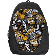 Boom Bang Art Crazy Drawing Graffiti Hello Retro Sayings Yellow Backpack Bag by Bedest