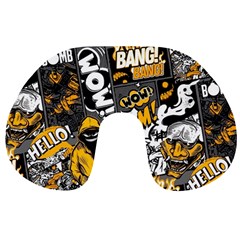 Boom Bang Art Crazy Drawing Graffiti Hello Retro Sayings Yellow Travel Neck Pillow by Bedest