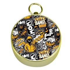 Boom Bang Art Crazy Drawing Graffiti Hello Retro Sayings Yellow Gold Compasses by Bedest