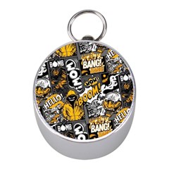 Boom Bang Art Crazy Drawing Graffiti Hello Retro Sayings Yellow Mini Silver Compasses by Bedest