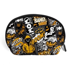 Boom Bang Art Crazy Drawing Graffiti Hello Retro Sayings Yellow Accessory Pouch (large) by Bedest