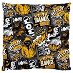 Boom Bang Art Crazy Drawing Graffiti Hello Retro Sayings Yellow Large Premium Plush Fleece Cushion Case (One Side) Front