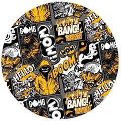 Boom Bang Art Crazy Drawing Graffiti Hello Retro Sayings Yellow Wooden Bottle Opener (round) by Bedest