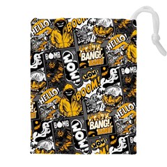 Boom Bang Art Crazy Drawing Graffiti Hello Retro Sayings Yellow Drawstring Pouch (4xl) by Bedest