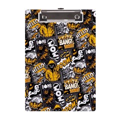 Boom Bang Art Crazy Drawing Graffiti Hello Retro Sayings Yellow A5 Acrylic Clipboard