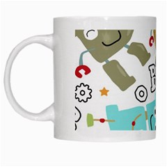 Seamless Pattern Vector With Funny Robots Cartoon White Mug by Hannah976