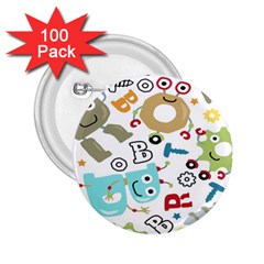 Seamless Pattern Vector With Funny Robots Cartoon 2 25  Buttons (100 Pack)  by Hannah976