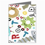 Seamless Pattern Vector With Funny Robots Cartoon Greeting Card Left