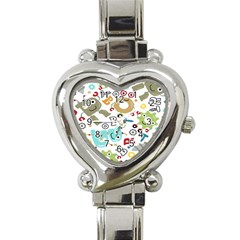 Seamless Pattern Vector With Funny Robots Cartoon Heart Italian Charm Watch by Hannah976