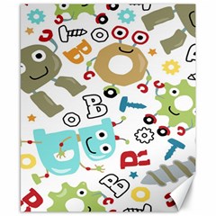 Seamless Pattern Vector With Funny Robots Cartoon Canvas 8  X 10  by Hannah976