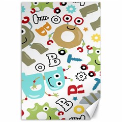 Seamless Pattern Vector With Funny Robots Cartoon Canvas 24  X 36  by Hannah976